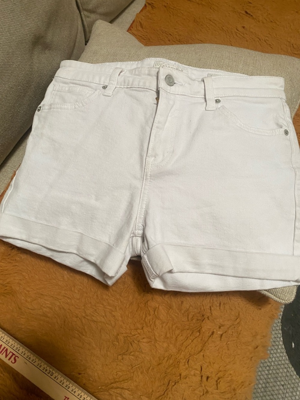 White Women’s Denim Roll-Hem Shorts